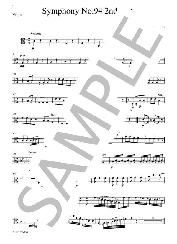 ハイドン 交響曲  第94番「驚愕」第2楽章   弦楽四重奏  CH002 (フランツ・ヨーゼフ・ハイドン) / アンサンブル弦楽 中級 - サンプル譜面 5/5