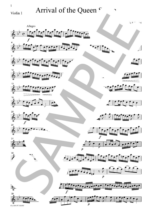 ヘンデル シバの女王の入城  弦楽四重奏  CH102 (ゲオルグ・フリードリヒ・ヘンデル) / アンサンブル弦楽 中級 - サンプル譜面 1/5