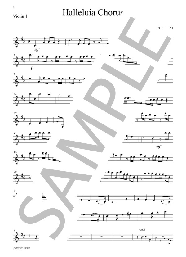 ヘンデル 「メサイア」より  ハレルヤ  弦楽四重奏  CH104 (ゲオルグ・フリードリヒ・ヘンデル) / アンサンブル弦楽 初〜中級 - サンプル譜面 1/5