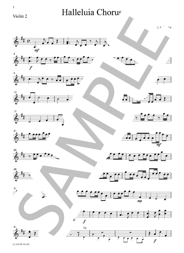 ヘンデル 「メサイア」より  ハレルヤ  弦楽四重奏  CH104 (ゲオルグ・フリードリヒ・ヘンデル) / アンサンブル弦楽 初〜中級 - サンプル譜面 3/5