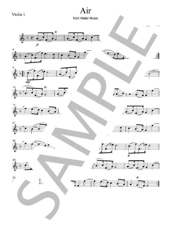 ヘンデル 「水上の音楽」より  アリア  弦楽四重奏  CH105 (ゲオルグ・フリードリヒ・ヘンデル) / アンサンブル弦楽 初級 - サンプル譜面 1/5