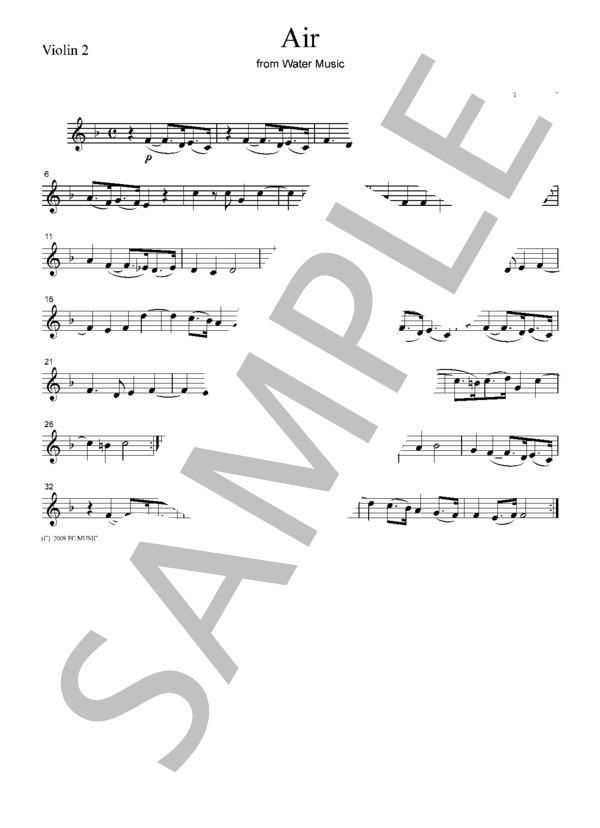 ヘンデル 「水上の音楽」より  アリア  弦楽四重奏  CH105 (ゲオルグ・フリードリヒ・ヘンデル) / アンサンブル弦楽 初級 - サンプル譜面 2/5