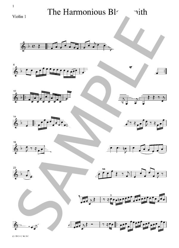 ヘンデル 調子の良い鍛冶屋  弦楽四重奏  CH112 (ゲオルグ・フリードリヒ・ヘンデル) / アンサンブル弦楽 初〜中級 - サンプル譜面 1/5