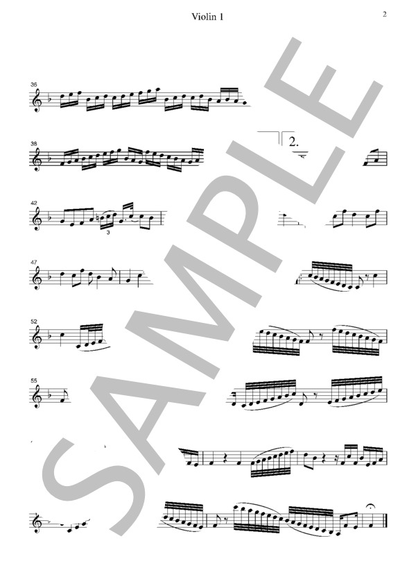 ヘンデル 調子の良い鍛冶屋  弦楽四重奏  CH112 (ゲオルグ・フリードリヒ・ヘンデル) / アンサンブル弦楽 初〜中級 - サンプル譜面 2/5