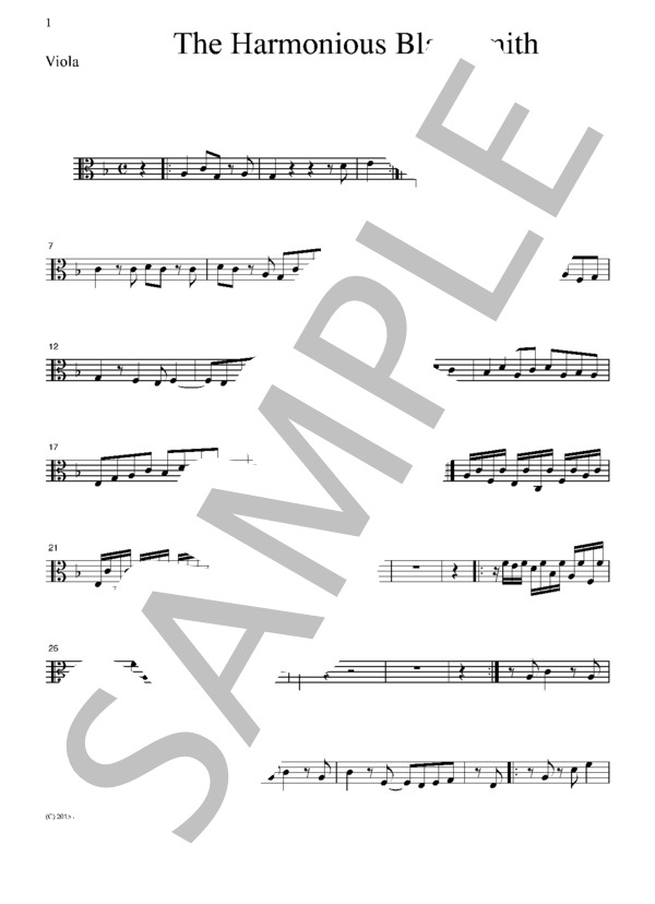 ヘンデル 調子の良い鍛冶屋  弦楽四重奏  CH112 (ゲオルグ・フリードリヒ・ヘンデル) / アンサンブル弦楽 初〜中級 - サンプル譜面 5/5