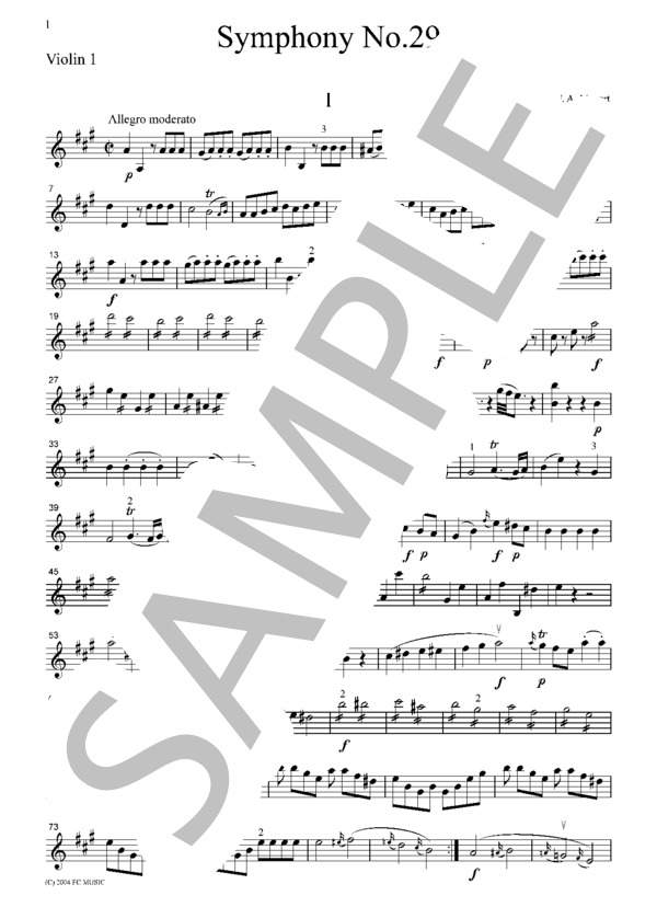 モーツァルト 交響曲  第29番  全楽章  弦楽四重奏  CM012 (ヴォルフガング・アマデウス・モーツァルト) / アンサンブル弦楽 中級 - サンプル譜面 1/5