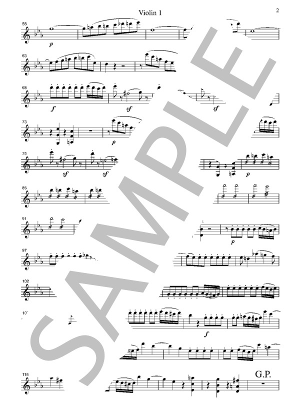 モーツァルト 魔笛  序曲  弦楽四重奏  CM014 (ヴォルフガング・アマデウス・モーツァルト) / アンサンブル弦楽 初〜中級 - サンプル譜面 2/5