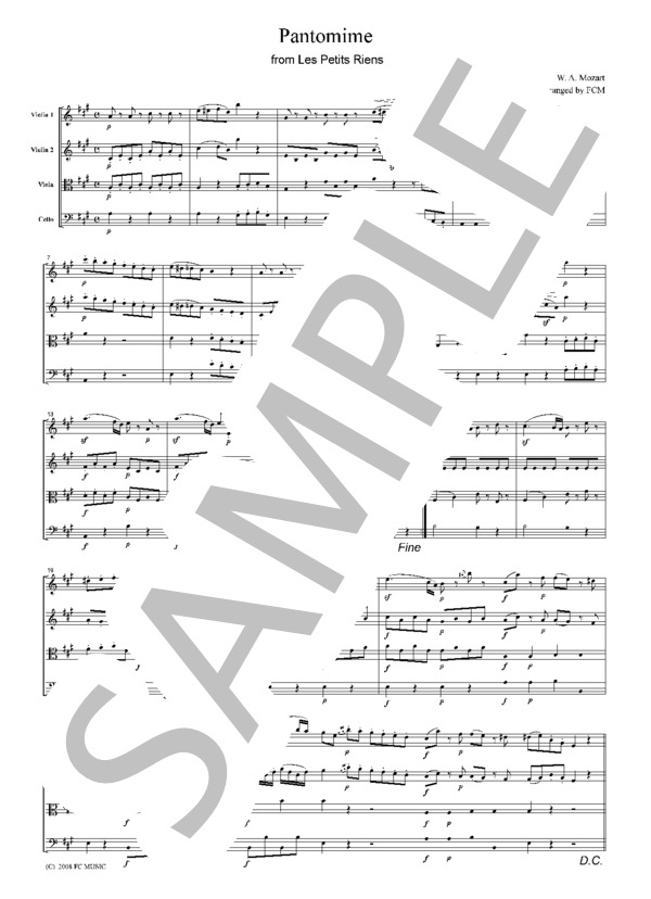 楽譜】モーツァルト バレエ「レ・プティ・リアン」より パントマイム