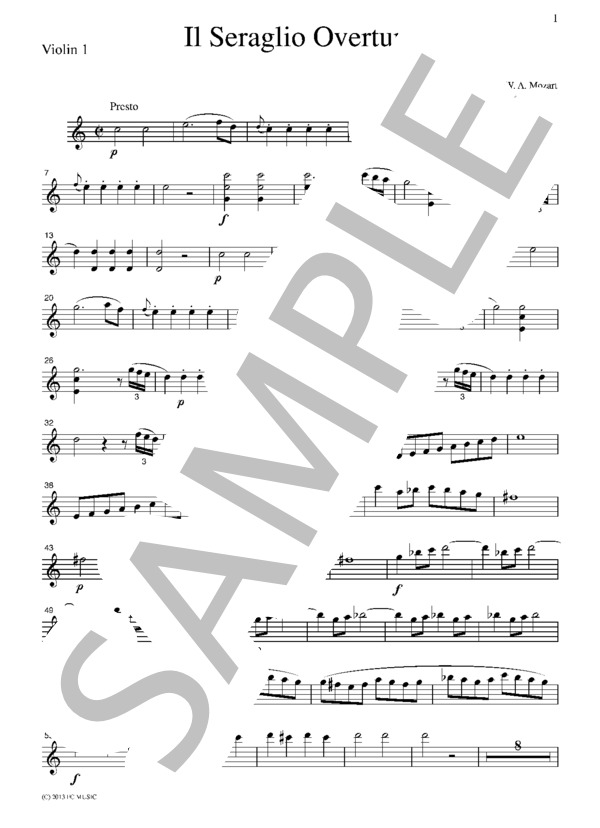 モーツァルト 歌劇「後宮からの誘拐」序曲  弦楽四重奏  CM028 (ヴォルフガング・アマデウス・モーツァルト) / アンサンブル弦楽 中級 - サンプル譜面 1/5