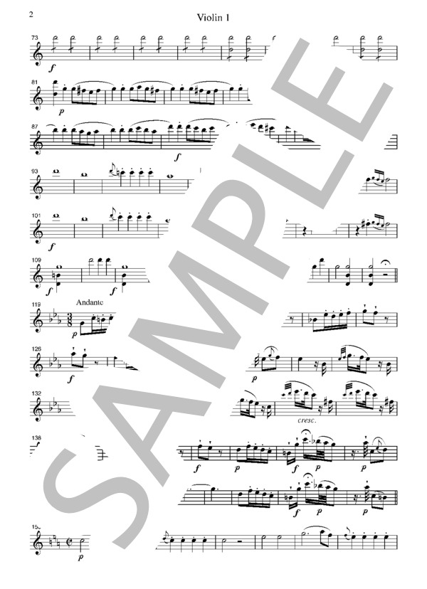 モーツァルト 歌劇「後宮からの誘拐」序曲  弦楽四重奏  CM028 (ヴォルフガング・アマデウス・モーツァルト) / アンサンブル弦楽 中級 - サンプル譜面 2/5