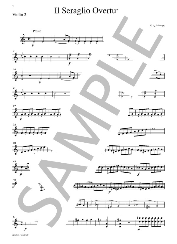 モーツァルト 歌劇「後宮からの誘拐」序曲  弦楽四重奏  CM028 (ヴォルフガング・アマデウス・モーツァルト) / アンサンブル弦楽 中級 - サンプル譜面 5/5