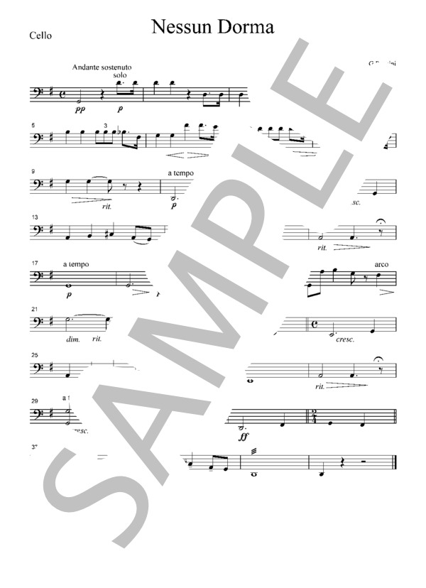 プッチーニ 歌劇「トゥーランドット」より  誰も寝てはならぬ  弦楽四重奏  CP201 (ジャコモ・プッチーニ) / アンサンブル弦楽 中級 - サンプル譜面 4/5