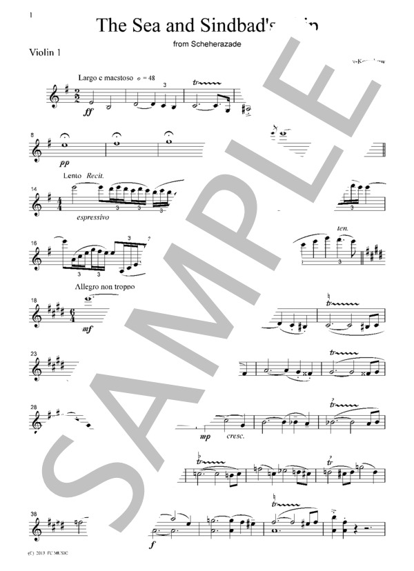 リムスキー・コルサコフ 「シェヘラザード」第1楽章 海とシンドバッドの船  弦楽四重奏  CR402 (ニコライ・リムスキー=コルサコフ) / アンサンブル弦楽 中級 - サンプル譜面 1/5