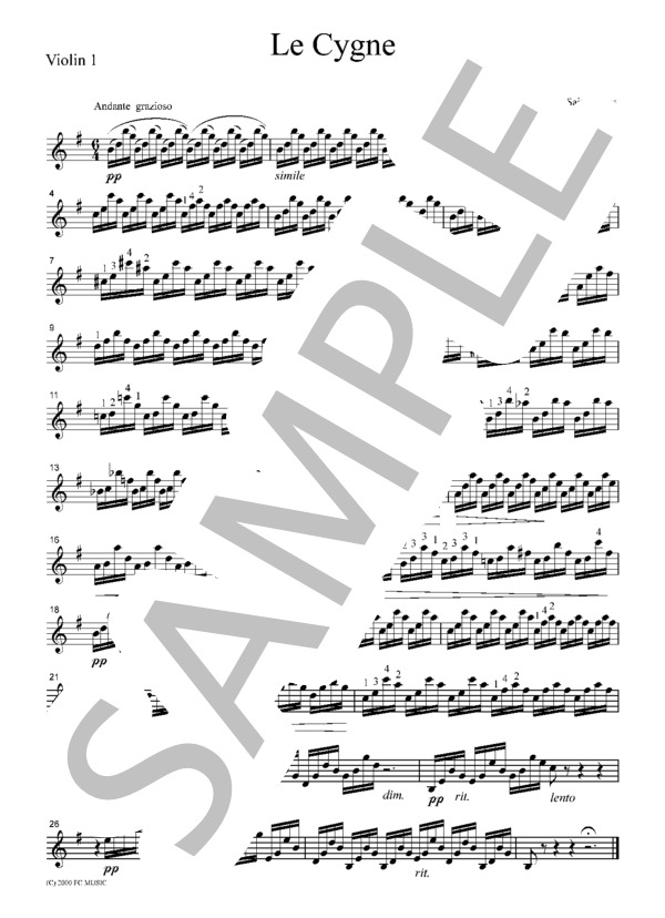 サン・サーンス 白鳥  弦楽四重奏 CS401 (シャルル・カミーユ・サン=サーンス) / アンサンブル弦楽 その他 - サンプル譜面 1/5