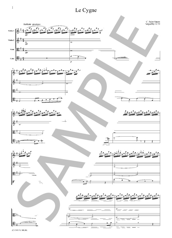 サン・サーンス 白鳥  弦楽四重奏 CS401 (シャルル・カミーユ・サン=サーンス) / アンサンブル弦楽 その他 - サンプル譜面 5/5