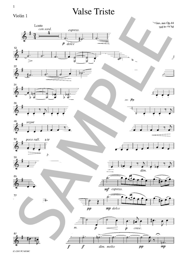 シベリウス 悲しいワルツ  弦楽四重奏 CS602 (ジャン・シベリウス) / アンサンブル弦楽 中級 - サンプル譜面 1/5