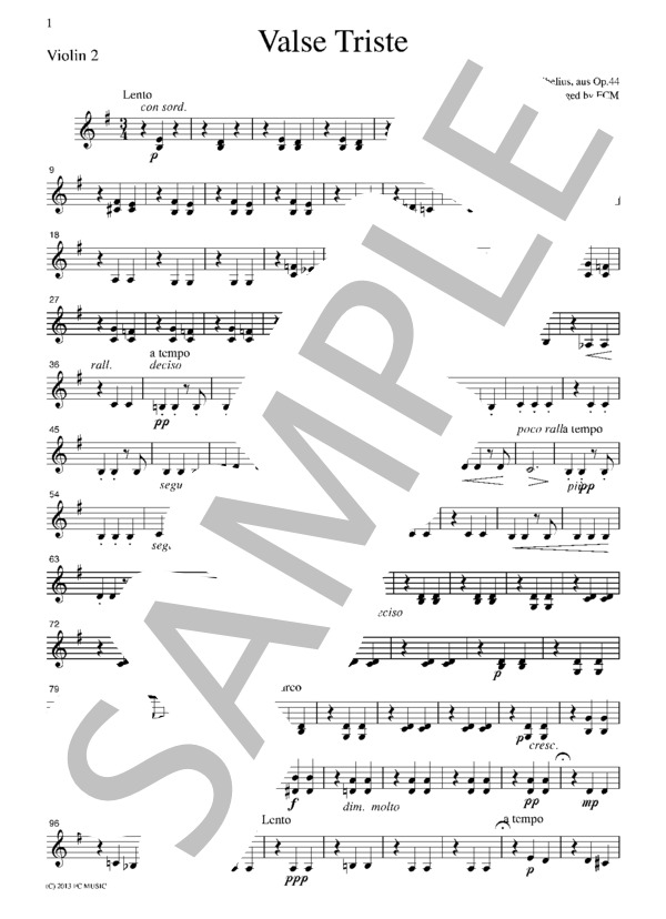 シベリウス 悲しいワルツ  弦楽四重奏 CS602 (ジャン・シベリウス) / アンサンブル弦楽 中級 - サンプル譜面 3/5