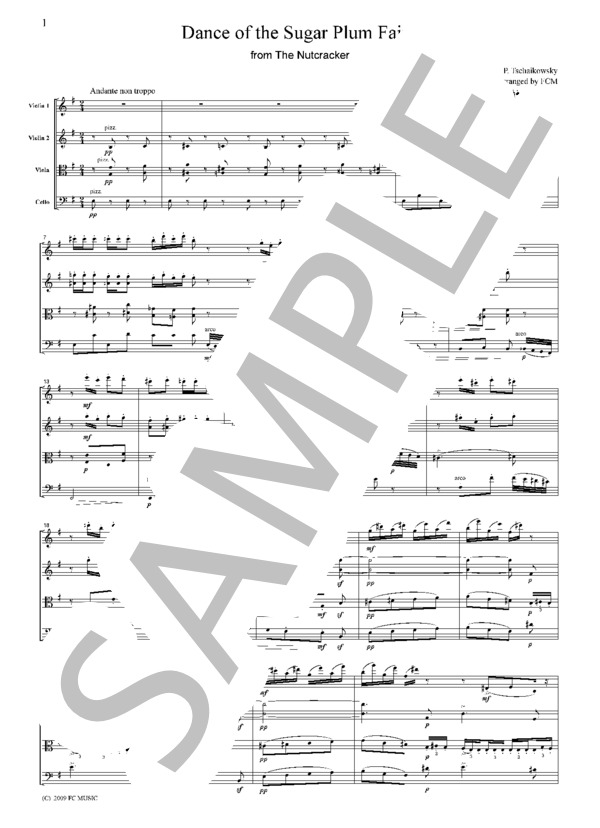 チャイコフスキー 金平糖の踊り（くるみ割り人形より)  弦楽四重奏 CT008 (ピョートル・イリイチ・チャイコフスキー) / アンサンブル弦楽 中級 - サンプル譜面 5/5