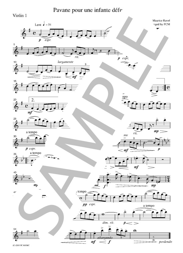 ラベル 亡き王女のためのパヴァーヌ  ピアノ五重奏 PR901 (モーリス・ラヴェル) / アンサンブル弦楽 初〜中級 - サンプル譜面 1/5