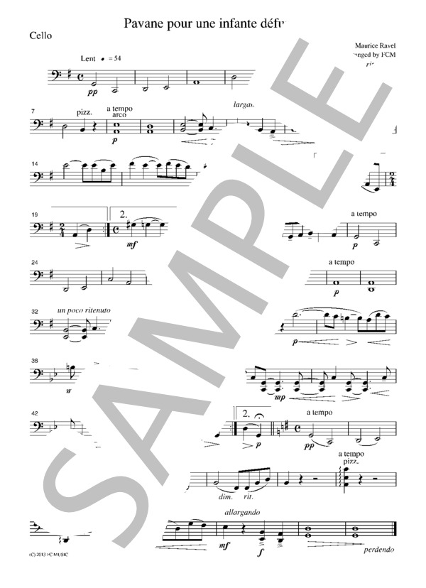 ラベル 亡き王女のためのパヴァーヌ  ピアノ五重奏 PR901 (モーリス・ラヴェル) / アンサンブル弦楽 初〜中級 - サンプル譜面 4/5