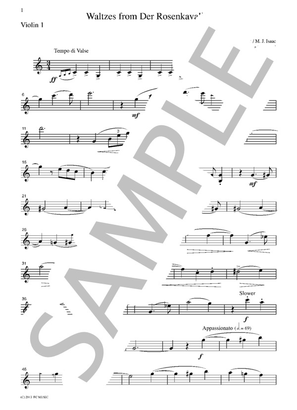 R. シュトラウス 「バラの騎士」より  ワルツ集  ピアノ五重奏 PS901 (リヒャルト・シュトラウス) / アンサンブル弦楽 中級 - サンプル譜面 1/5