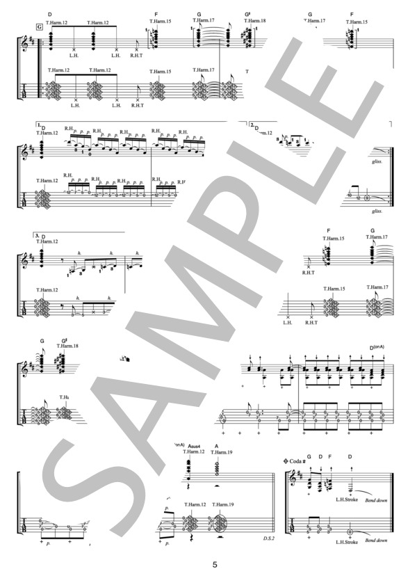 サバンナ（オフィシャル・ギタースコア） (押尾 コータロー) / ギターソロ 中〜上級 - サンプル譜面 5/5