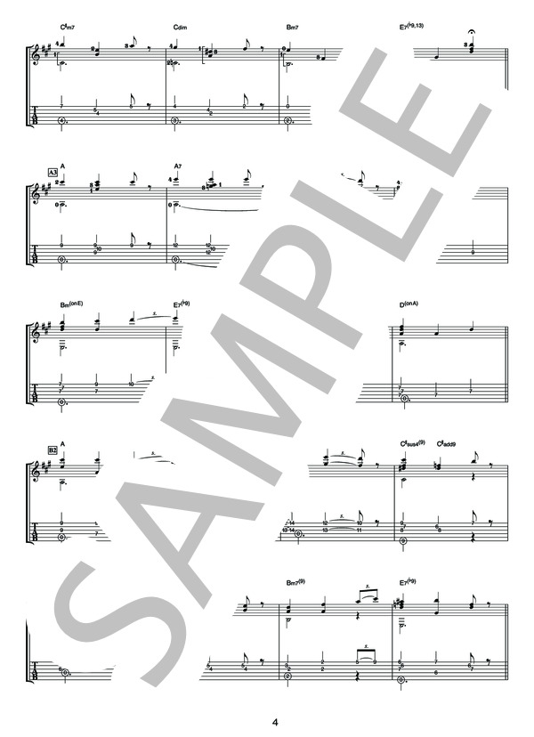 空色のみずうみ（オフィシャル・ギタースコア） (押尾 コータロー) / ギターソロ 中〜上級 - サンプル譜面 4/5