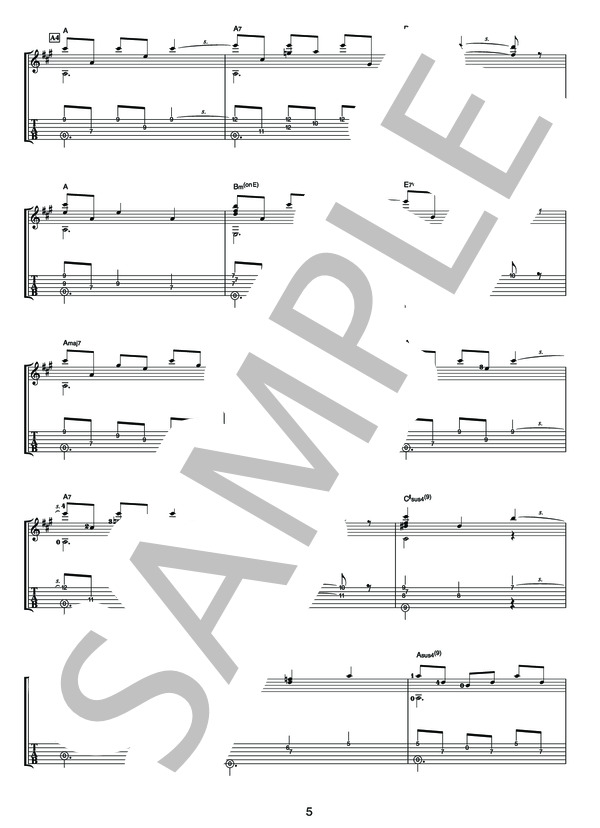 空色のみずうみ（オフィシャル・ギタースコア） (押尾 コータロー) / ギターソロ 中〜上級 - サンプル譜面 5/5