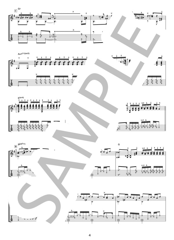 Blue sky (exciting version)（オフィシャル・ギタースコア） (押尾 コータロー) / ギターソロ 中〜上級 - サンプル譜面 4/5