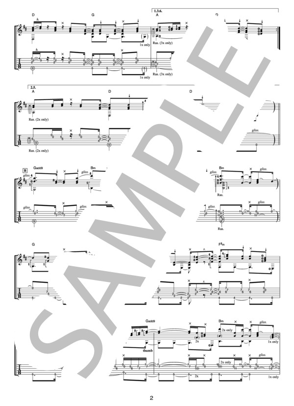ハッピー・アイランド（オフィシャル・ギタースコア） (押尾 コータロー) / ギターソロ 中〜上級 - サンプル譜面 2/5