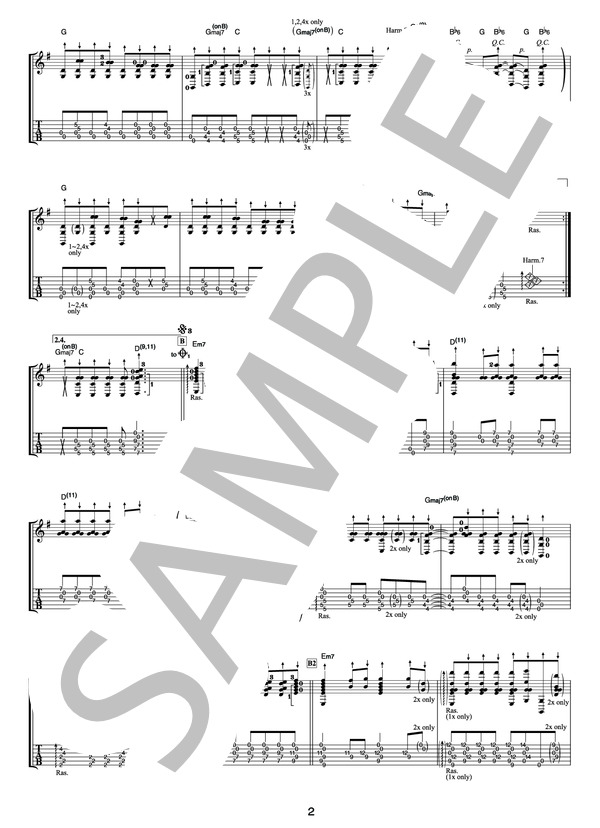 YELLOW SUNSHINE(オフィシャル・ギタースコア） (押尾 コータロー) / ギターソロ 中〜上級 - サンプル譜面 2/5