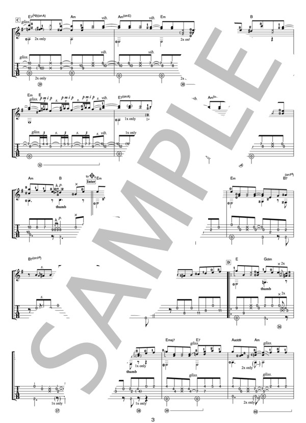 Always(オフィシャル・ギタースコア） (押尾 コータロー) / ギターソロ 中〜上級 - サンプル譜面 3/5