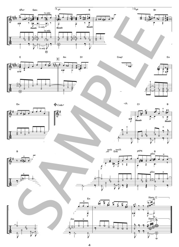 Always(オフィシャル・ギタースコア） (押尾 コータロー) / ギターソロ 中〜上級 - サンプル譜面 4/5