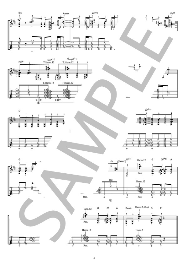 Go Ahead(オフィシャル・ギタースコア） (押尾 コータロー) / ギターソロ 中〜上級 - サンプル譜面 4/5