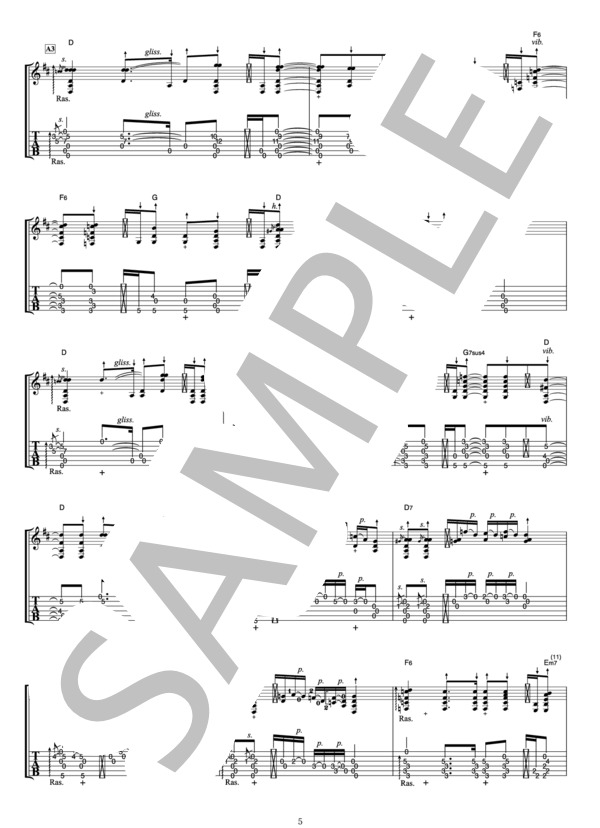 Go Ahead(オフィシャル・ギタースコア） (押尾 コータロー) / ギターソロ 中〜上級 - サンプル譜面 5/5