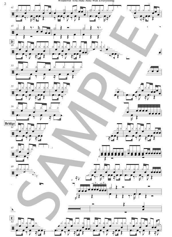 Whatever You Had Said Was Everything (MAN WITH A MISSION) / ドラム 中〜上級 - サンプル譜面 2/3