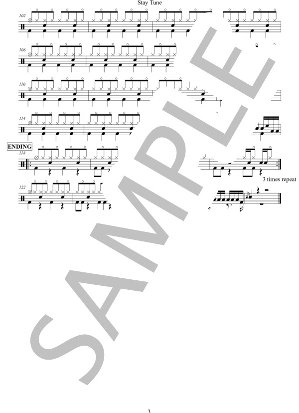 Stay Tune (Suchmos) / ドラム 中級 - サンプル譜面 3/3