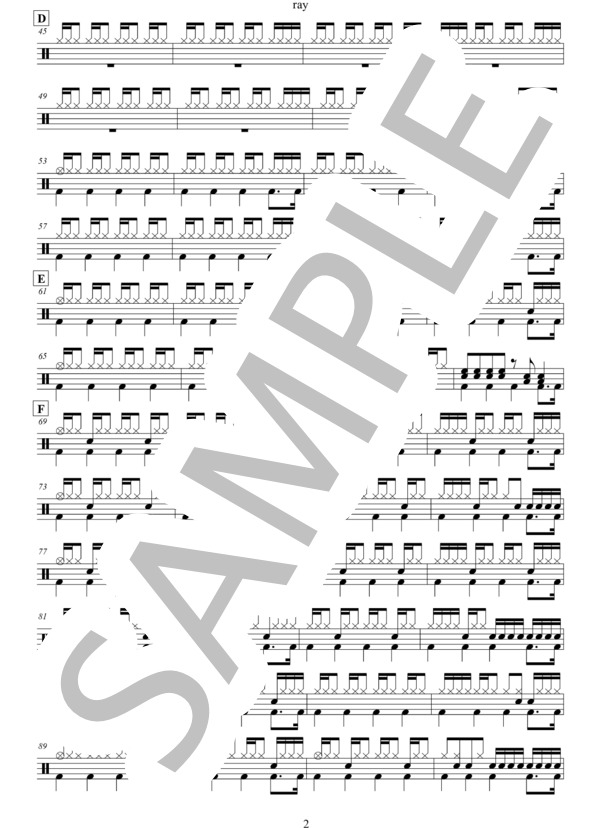ray (BUMP OF CHICKEN) / ドラム 中級 - サンプル譜面 2/3