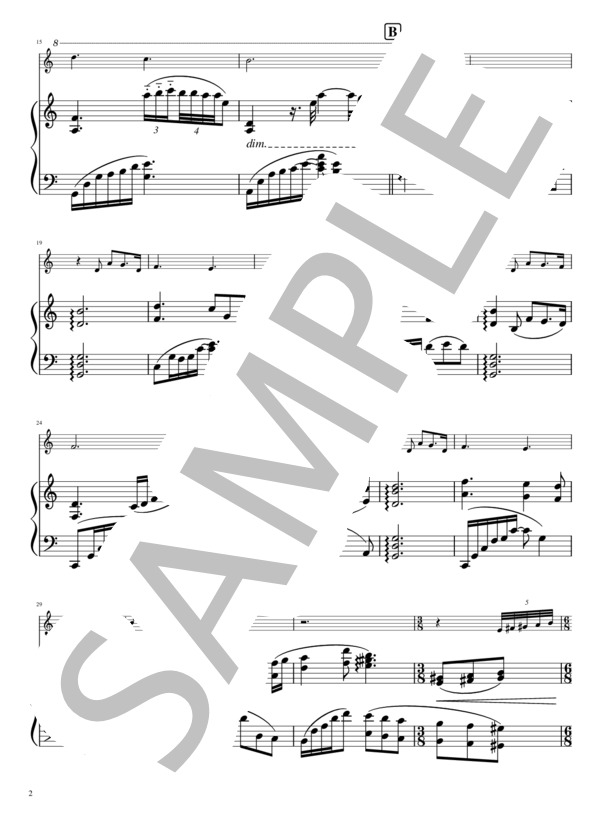 【メロディ＋ピアノ伴奏】日曜劇場「JIN-仁-」南方仁のテーマ (髙見 優) / アンサンブルピアノ＋他楽器 中〜上級 - サンプル譜面 2/5