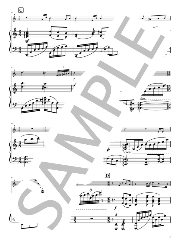 【メロディ＋ピアノ伴奏】日曜劇場「JIN-仁-」南方仁のテーマ (髙見 優) / アンサンブルピアノ＋他楽器 中〜上級 - サンプル譜面 3/5