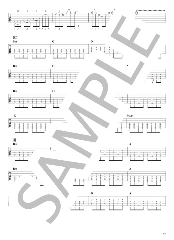 Re:make(ONE OK ROCK) / ギタータブ譜 / リードギターVer. / エレキギター 中級 - サンプル譜面 4/5