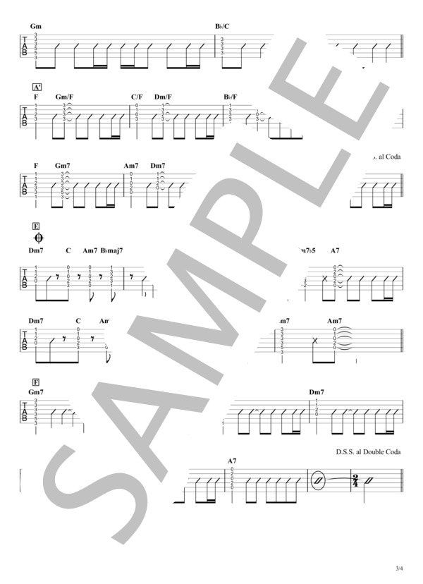 fantasy(Mr.Children) / ギタータブ譜｜コードストロークで弾くVer. / ギター弾き語り 初〜中級 - サンプル譜面 3/4