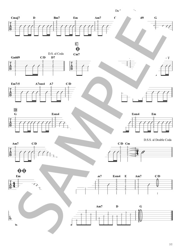 常套句(Mr.Children) / ギタータブ譜｜コードストローク＆アルペジオで弾くVer.【アコギ向け】 / ギター弾き語り 初〜中級 - サンプル譜面 2/2