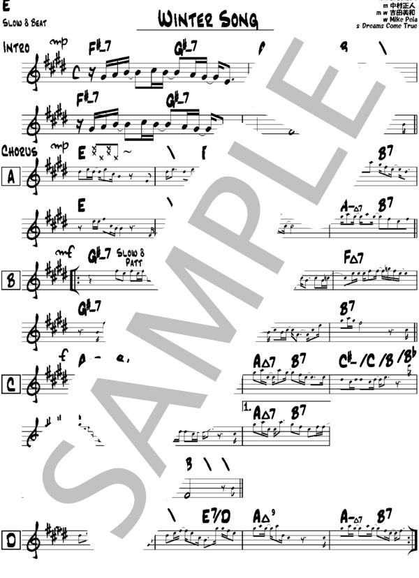 WINTER SONG (E) (DREAMS COME TRUE) / メロディ その他 - サンプル譜面 1/2