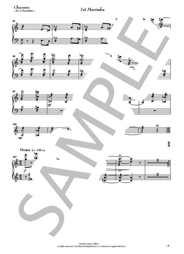 2台のマリンバのための「シャコンヌ」（第1マリンバ） (保科 洋) / 中〜上級 - サンプル譜面 5/5