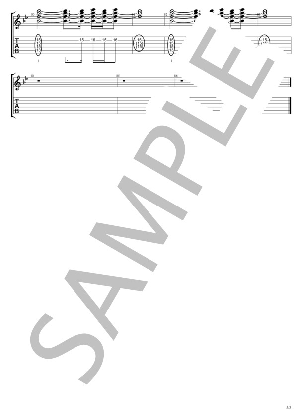 Classmate (B'z) / ギターソロ 初〜中級 - サンプル譜面 5/5