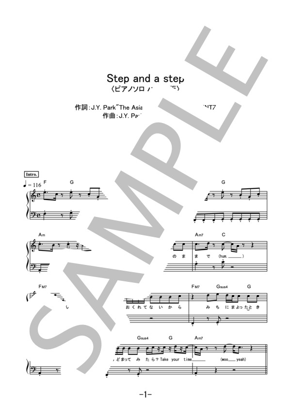Step and a step＜ハ長調版＞ / NiziU (ピアノソロ） / 初級 - サンプル譜面 1/4