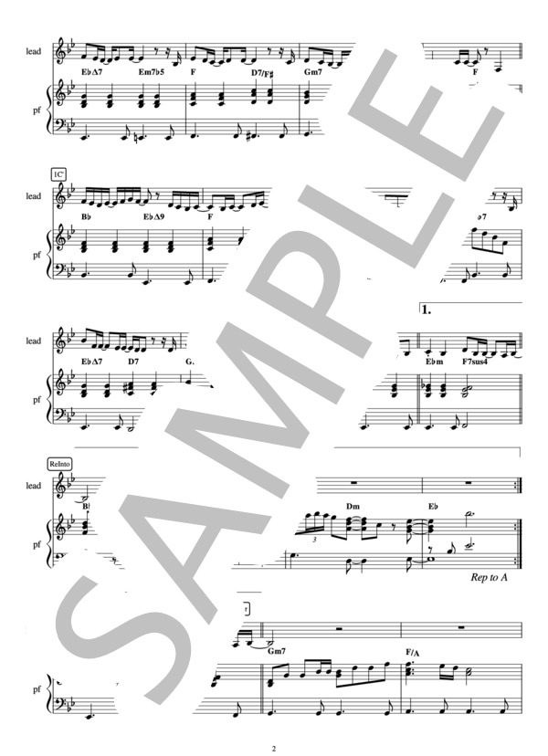 ひまわりの約束 [原キーバージョン ±0 B♭] [Piano伴奏] (秦 基博) / ピアノ伴奏 初〜中級 - サンプル譜面 2/5