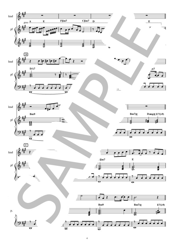 クリスマス・イブ [原キーバージョン ±0 A] [Piano伴奏] (山下 達郎) / ピアノ弾き語り 初〜中級 - サンプル譜面 4/5