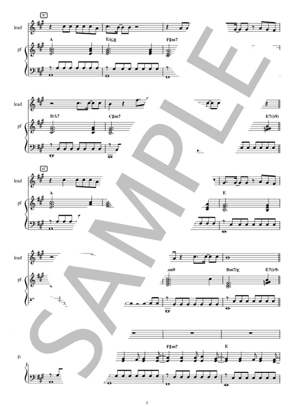 クリスマス・イブ [原キーバージョン ±0 A] [Piano伴奏] (山下 達郎) / ピアノ弾き語り 初〜中級 - サンプル譜面 5/5
